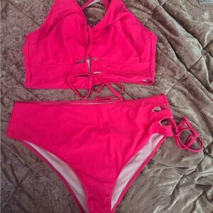 Vibrant Pink Women's Swim Set
